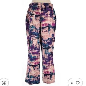 Nina Parker Wide-Leg Cargo Pants in Purple & Pink Abstract Print